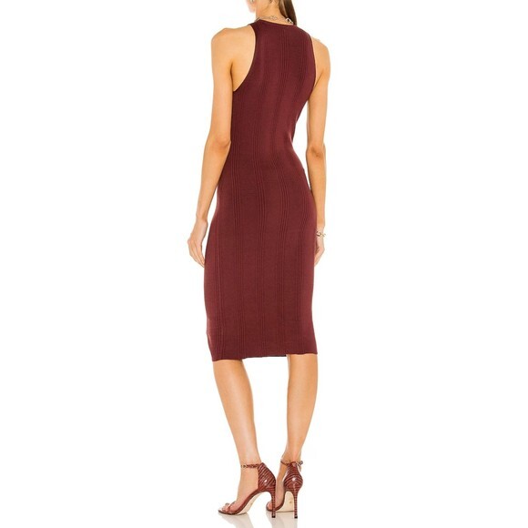 NEW! L'Agence Shelby Bodycon Dress Knit Stretch Sleeveless Burgundy Midi XS - Picture 4 of 10